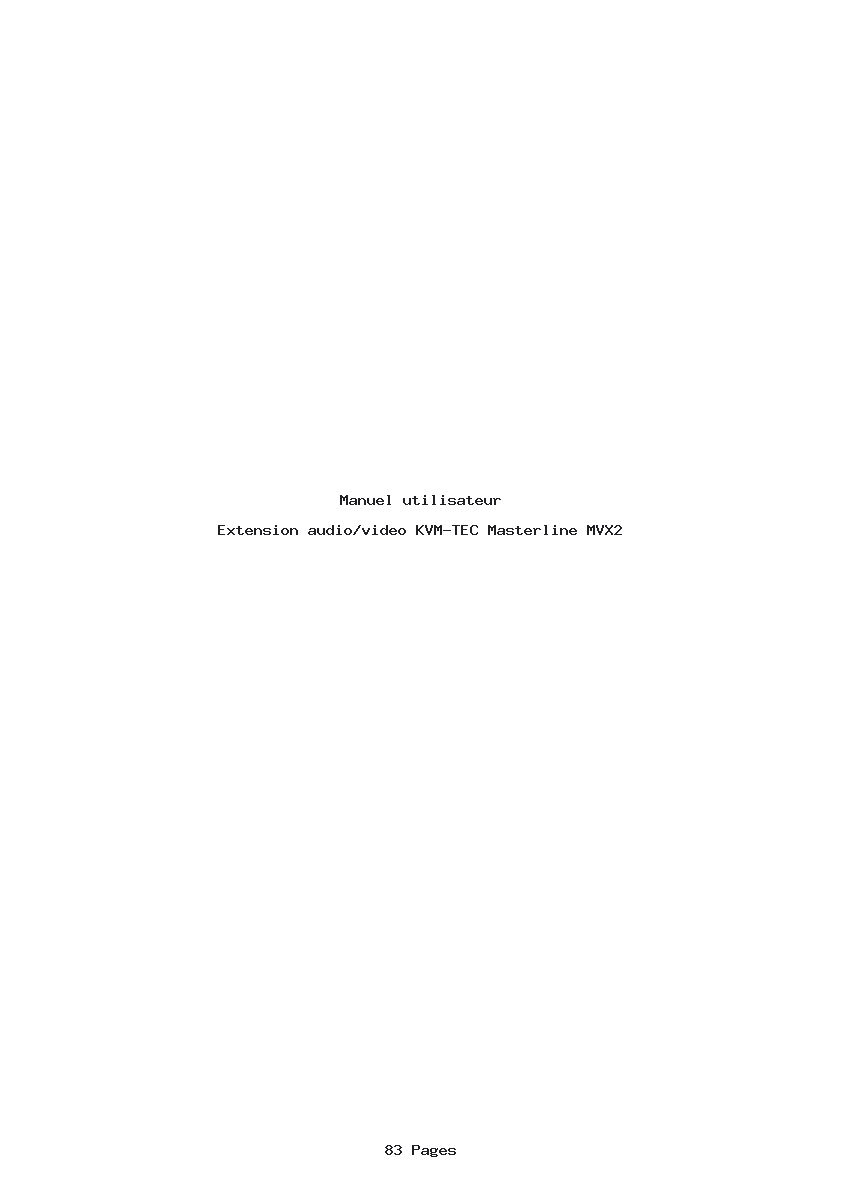 Page 1 de la notice Manuel utilisateur KVM-TEC Masterline MVX2