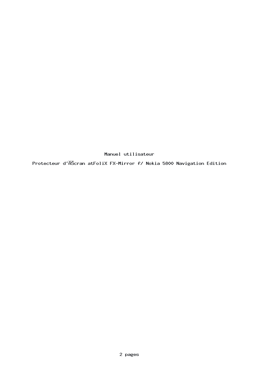 Image de la première page du manuel de l'appareil FX-Mirror f/ Nokia 5800 Navigation Edition