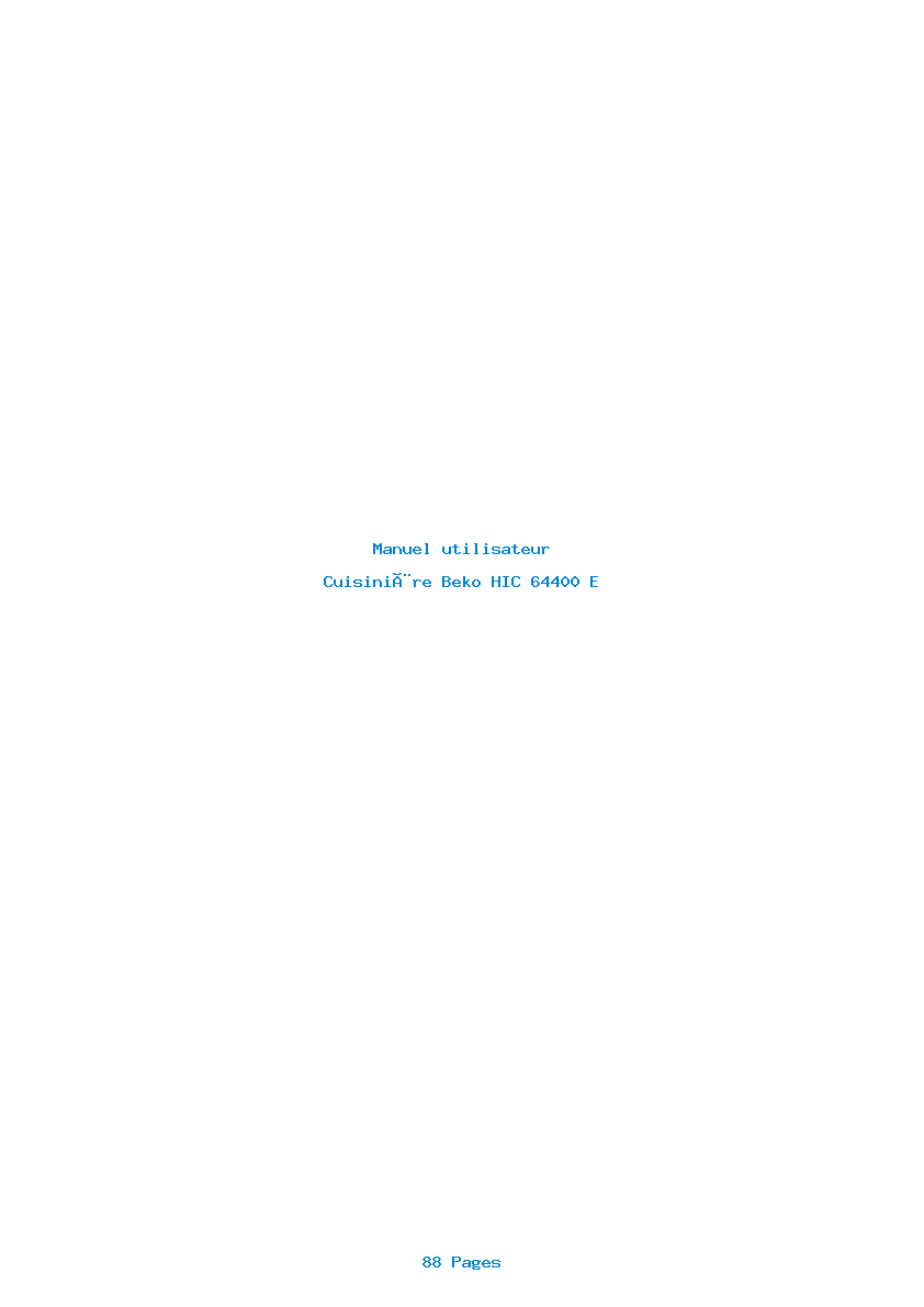 Page 1 de la notice Manuel utilisateur Beko HIC 64400 E