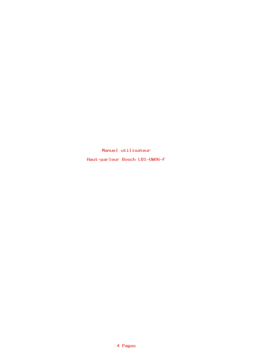 Page 1 de la notice Manuel utilisateur Bosch LB1-UW06-F