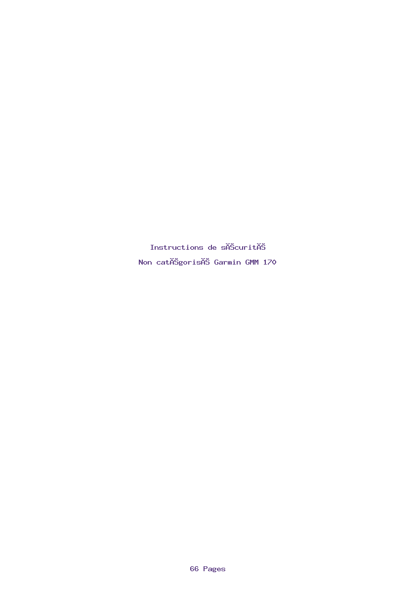 Image de la première page du manuel de l'appareil GMM 170