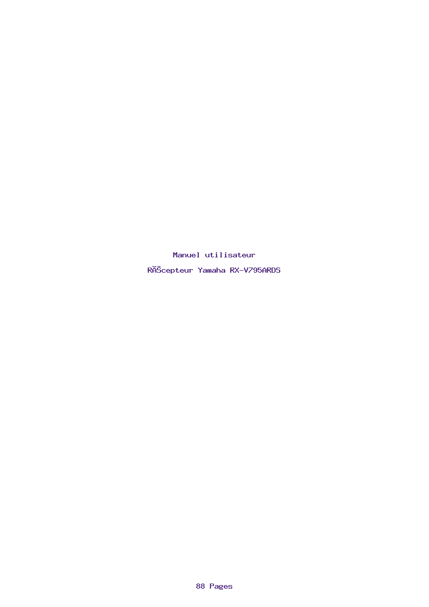 Page 1 de la notice Manuel utilisateur Yamaha RX-V795ARDS