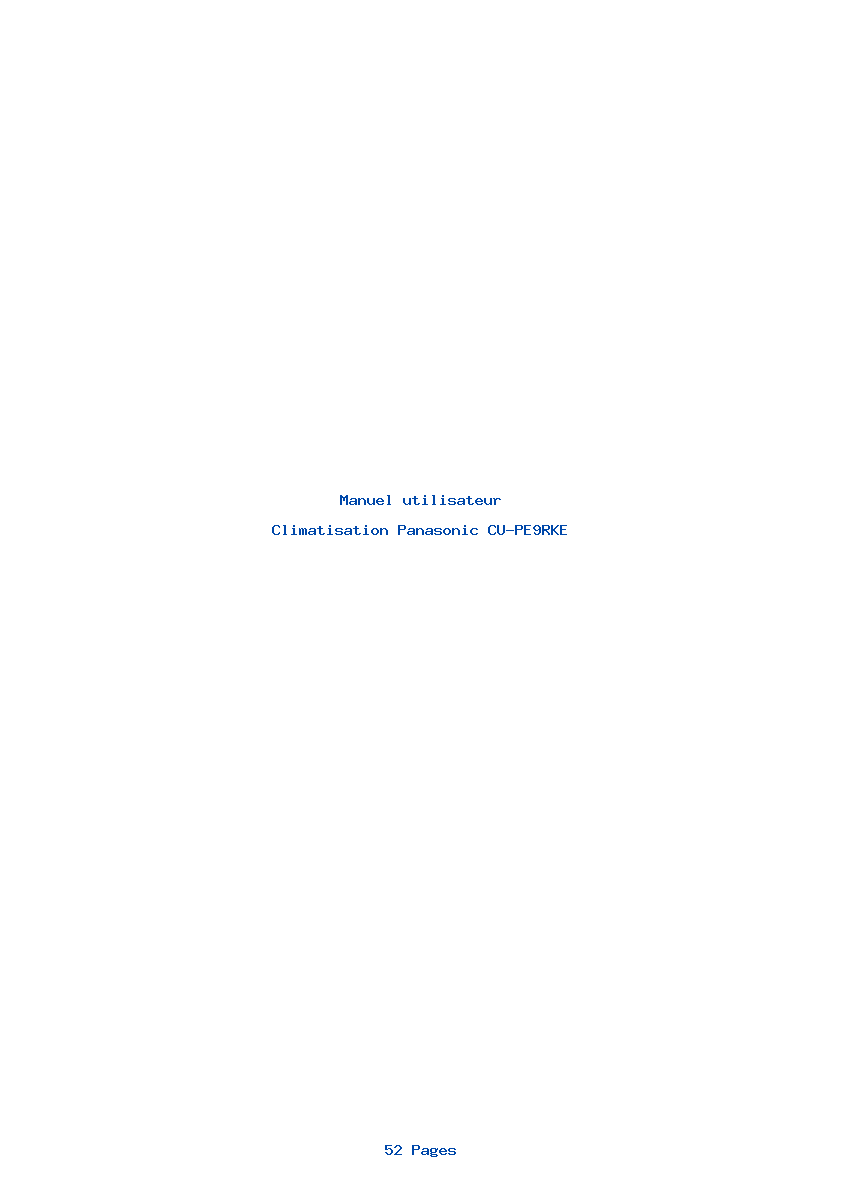 Image de la première page du manuel de l'appareil CU-PE9RKE