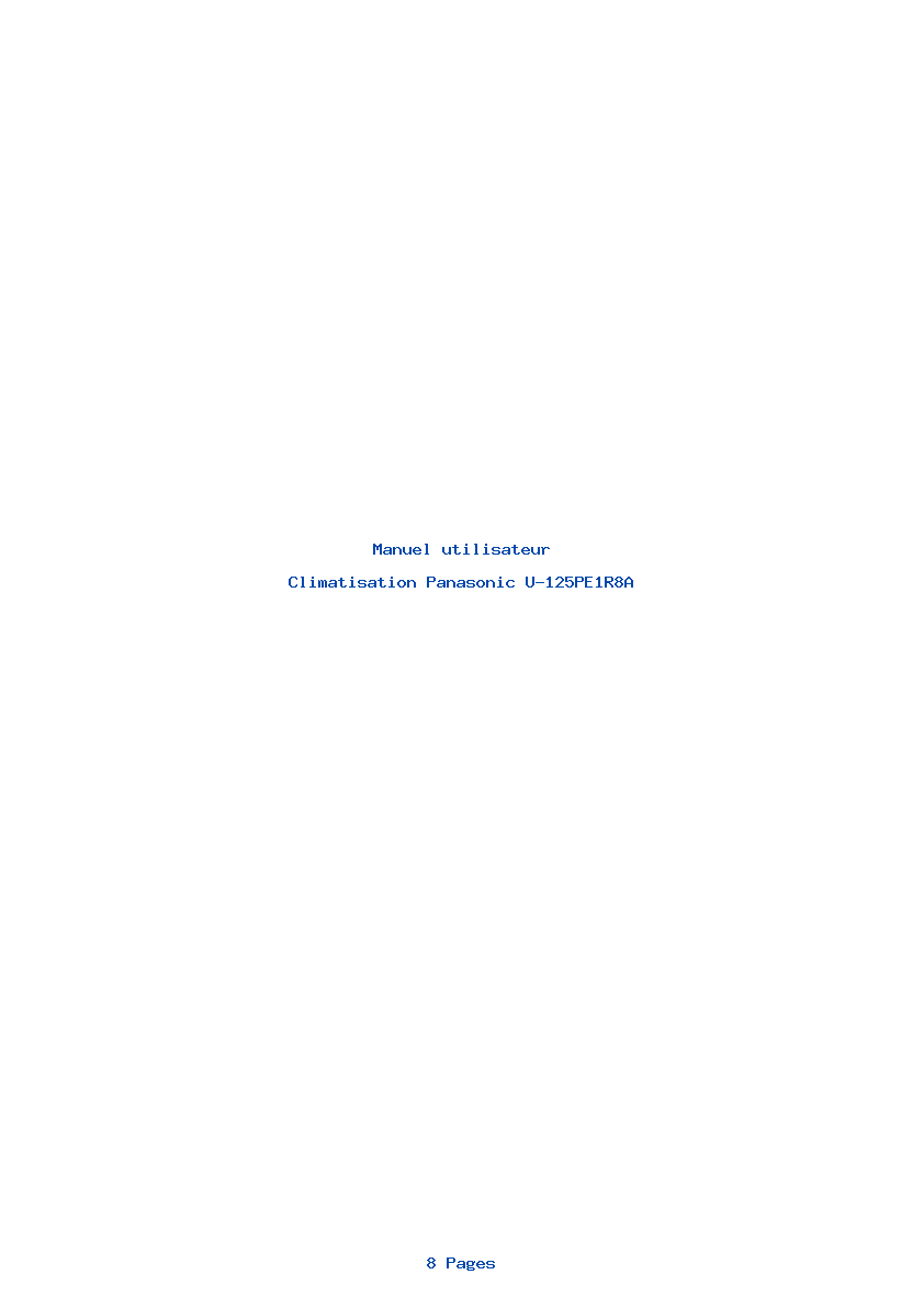 Page 1 de la notice Manuel utilisateur Panasonic U-125PE1R8A