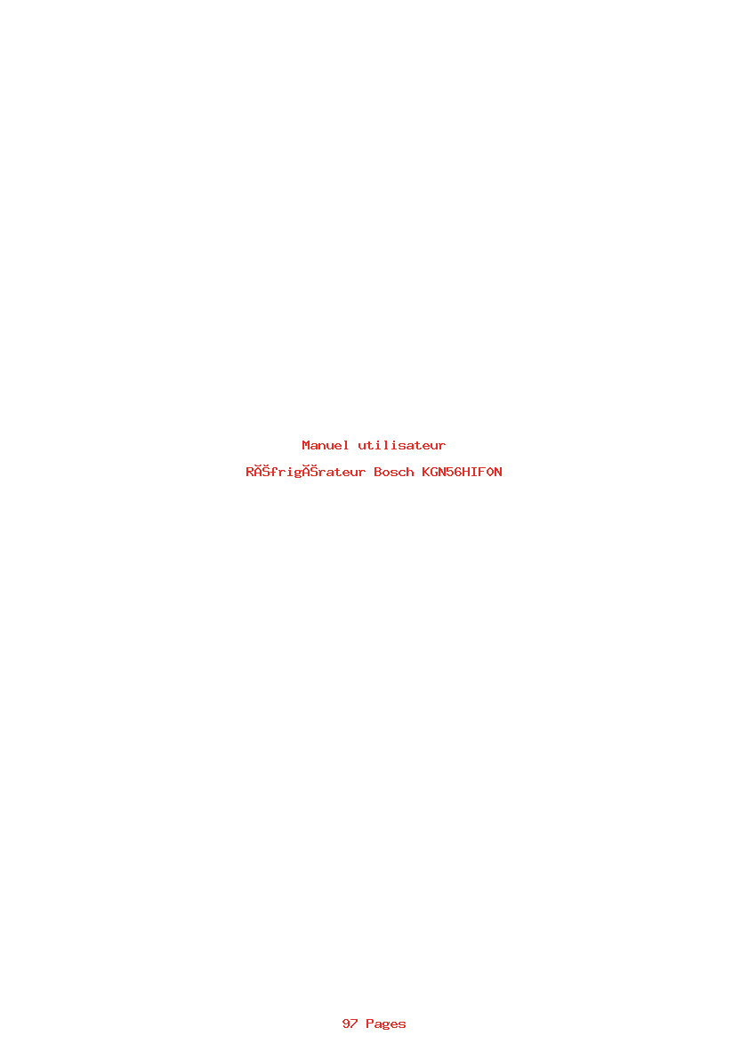 Page 1 de la notice Manuel utilisateur Bosch KGN56HIF0N