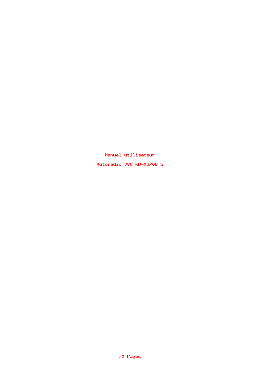 Page 1 de la notice Manuel utilisateur JVC KD-X370BTS