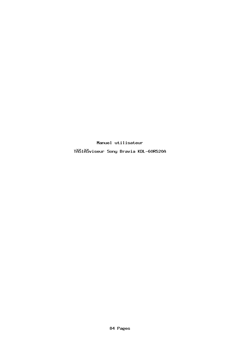 Page 1 de la notice Manuel utilisateur Sony Bravia KDL-60R520A