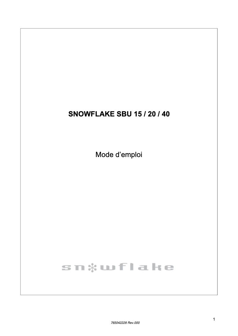 Page 1 de la notice Manuel utilisateur Gram SBU20HTE