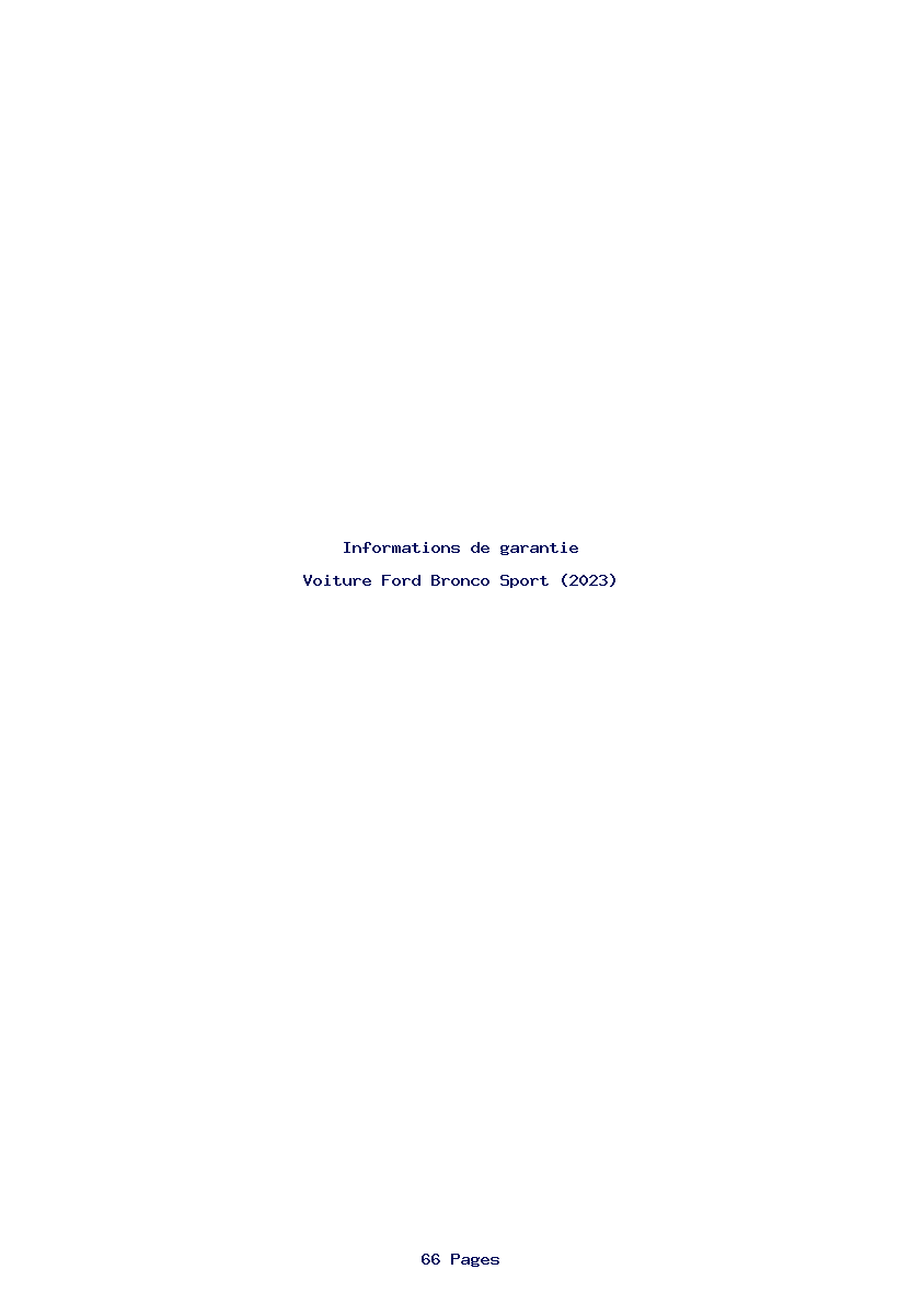 Page 1 de la notice Informations de garantie Ford Bronco Sport (2023)