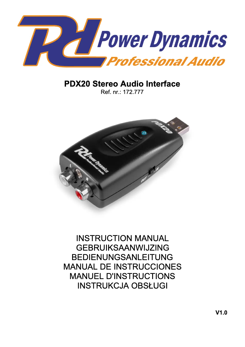 Page 1 de la notice Manuel utilisateur Power Dynamics PDX20