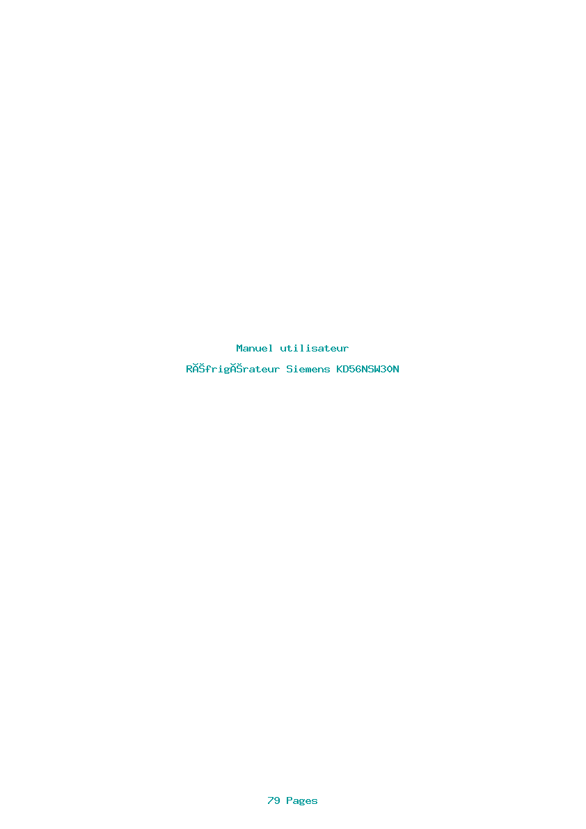 Page 1 de la notice Manuel utilisateur Siemens KD56NSW30N
