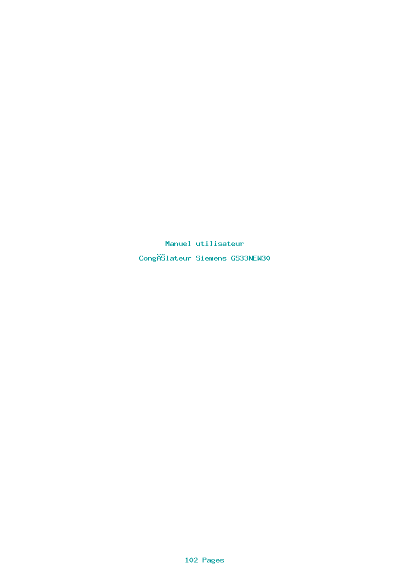 Page 1 de la notice Manuel utilisateur Siemens GS33NEW30