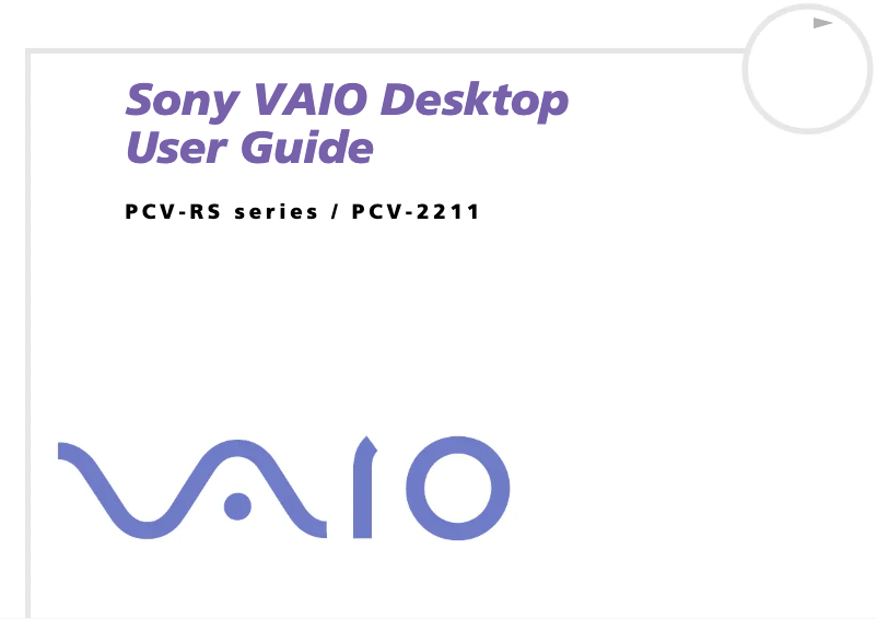 Page n°1 - Manuel utilisateur Sony Vaio PCV-RS116