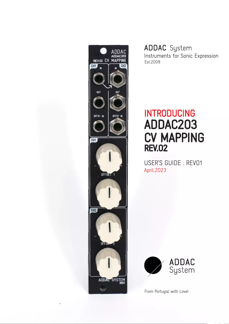 Page 1 de la notice Manuel utilisateur ADDAC System ADDAC203