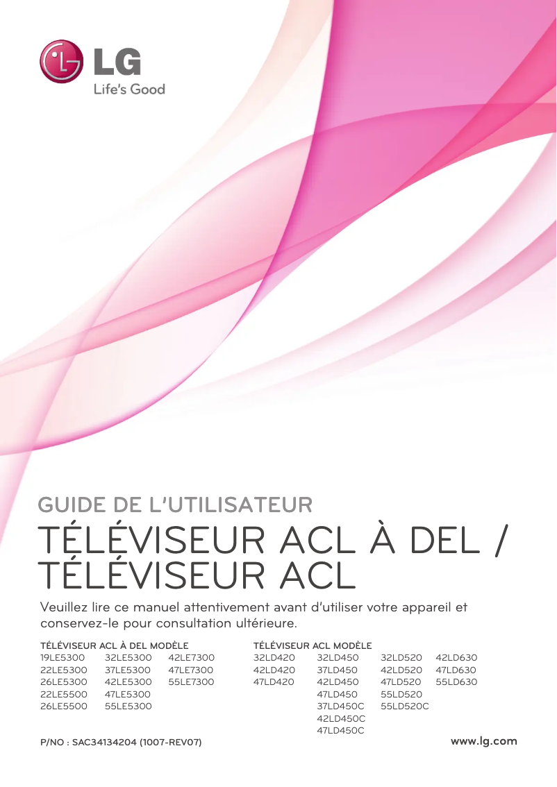 Page 1 de la notice Manuel utilisateur LG 42LD630