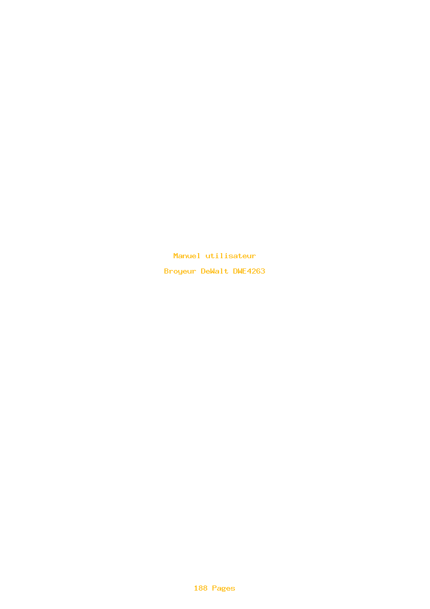 Page 1 de la notice Manuel utilisateur DeWalt DWE4263