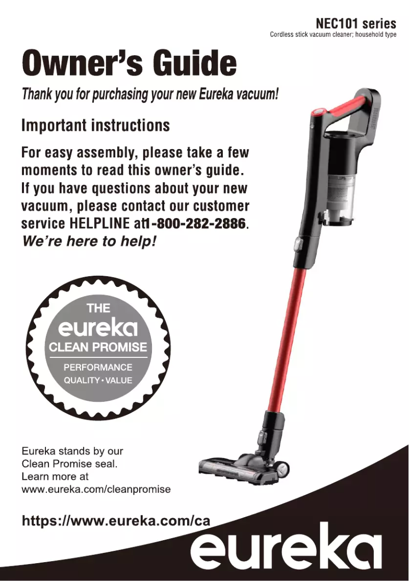 Page 1 de la notice Manuel utilisateur Eureka Cordless NEC100C