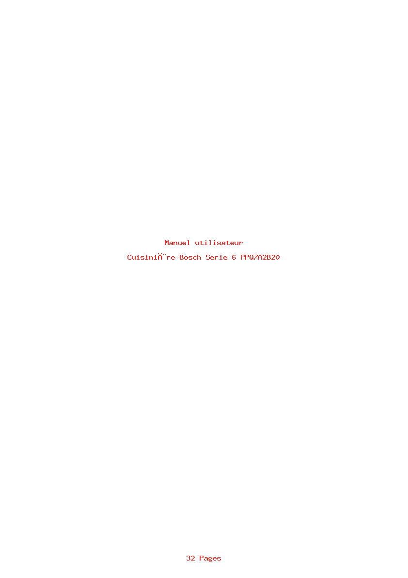 Page 1 de la notice Manuel utilisateur Bosch Serie 6 PPQ7A2B20