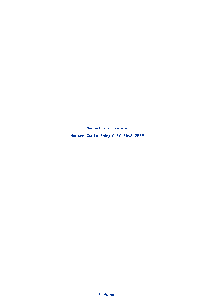 Page 1 de la notice Manuel utilisateur Casio Baby-G BG-6903-7BER