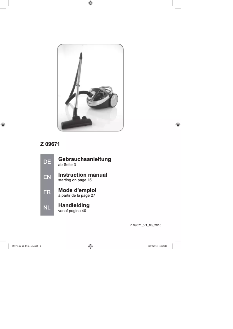 Página 1 del manual Manual de usuario Cleanmaxx Z 09671
