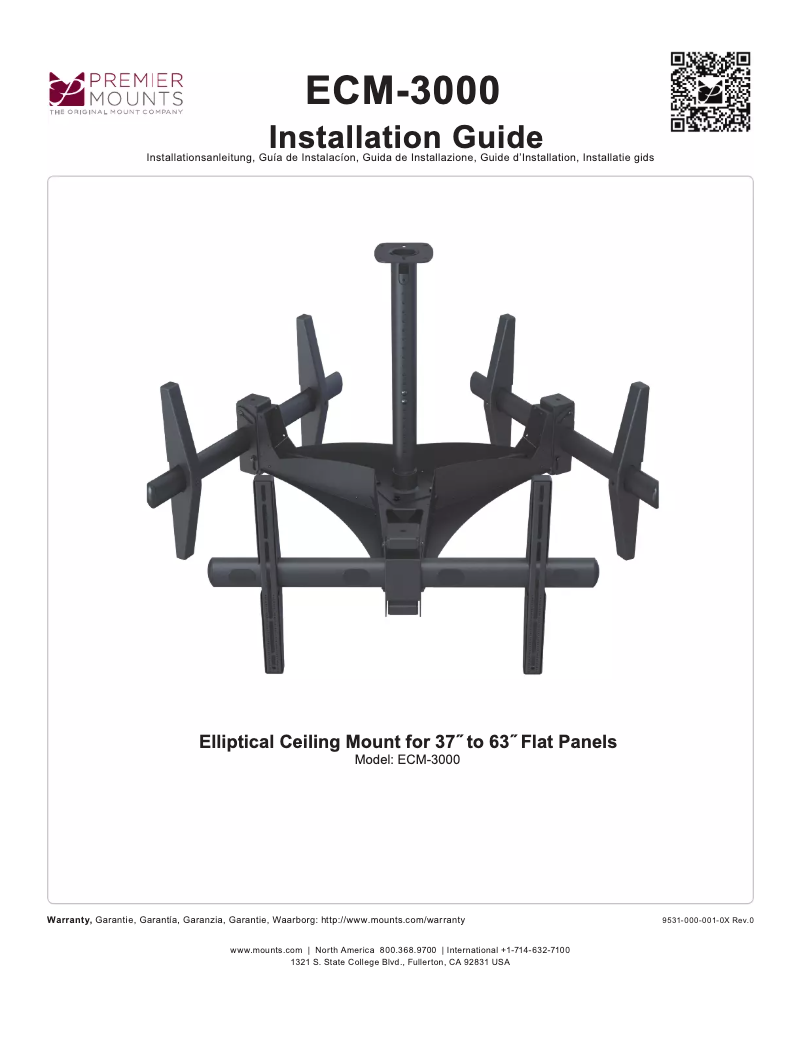 Page 1 de la notice Manuel utilisateur Premier Mounts ECM-3000