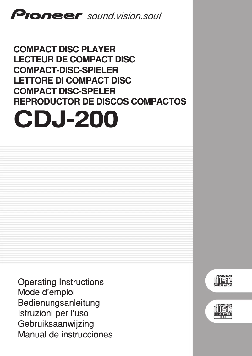 Page 1 de la notice Manuel utilisateur Pioneer CDJ-200S