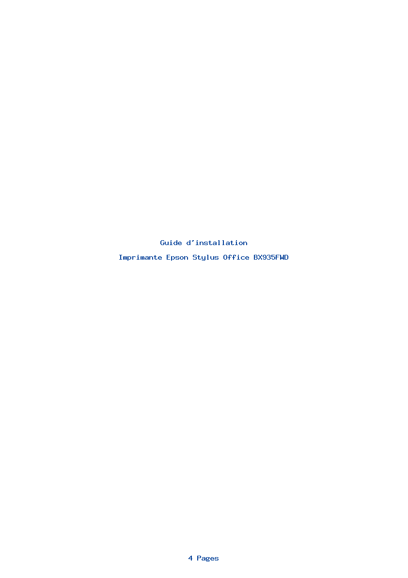 Page 1 de la notice Guide d'installation Epson Stylus Office BX935FWD