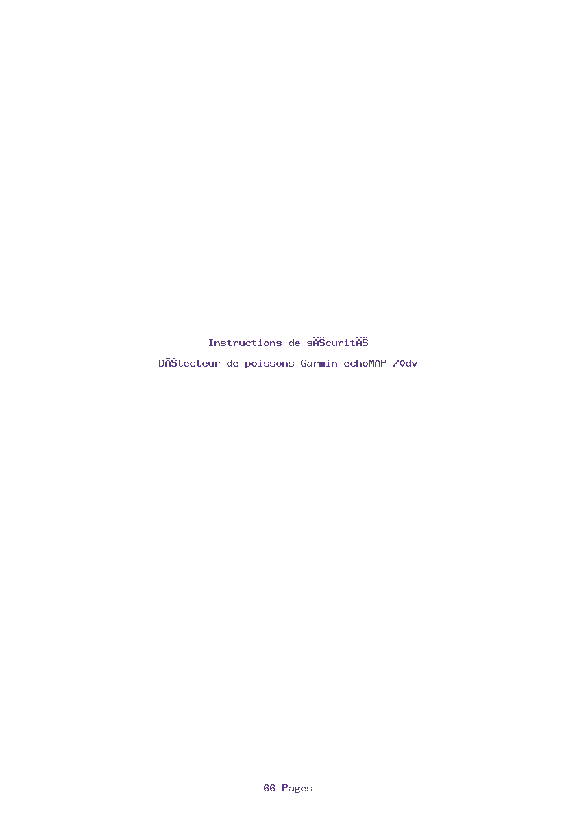 Image de la première page du manuel de l'appareil echoMAP 70dv