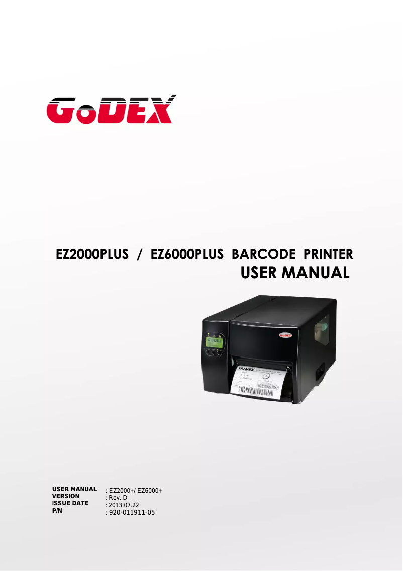 Page 1 de la notice Manuel utilisateur Godex EZ6200Plus