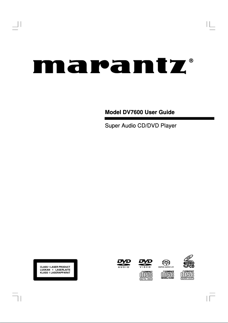 Page 1 de la notice Manuel utilisateur Marantz DV7600