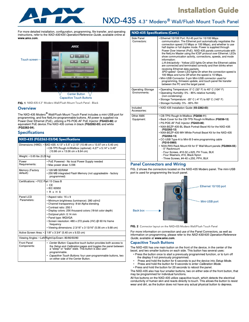 Page 1 de la notice Manuel utilisateur AMX NXD-435