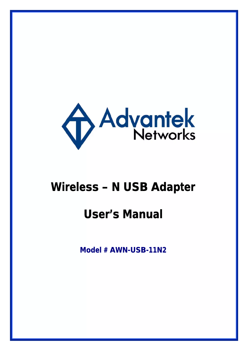 Page 1 of the manual User Manual Advantek Networks AWN-USB-11N