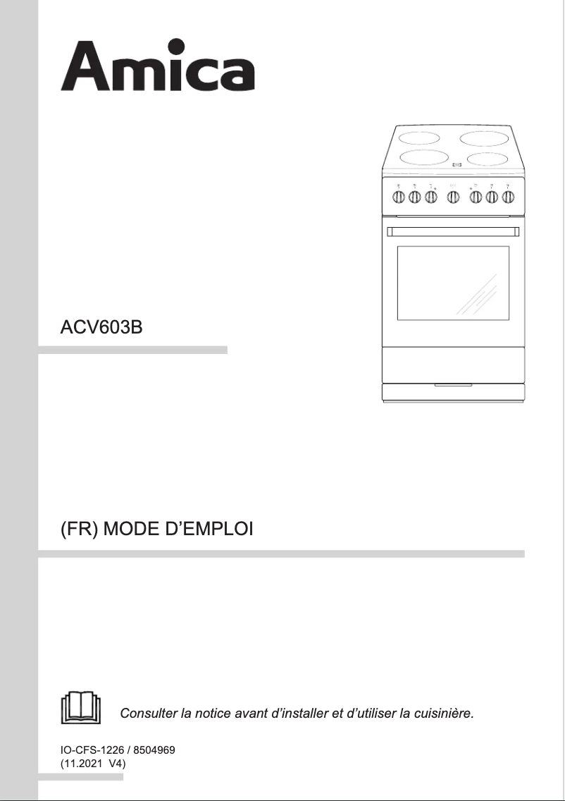 Page 1 de la notice Manuel utilisateur Amica ACV603B