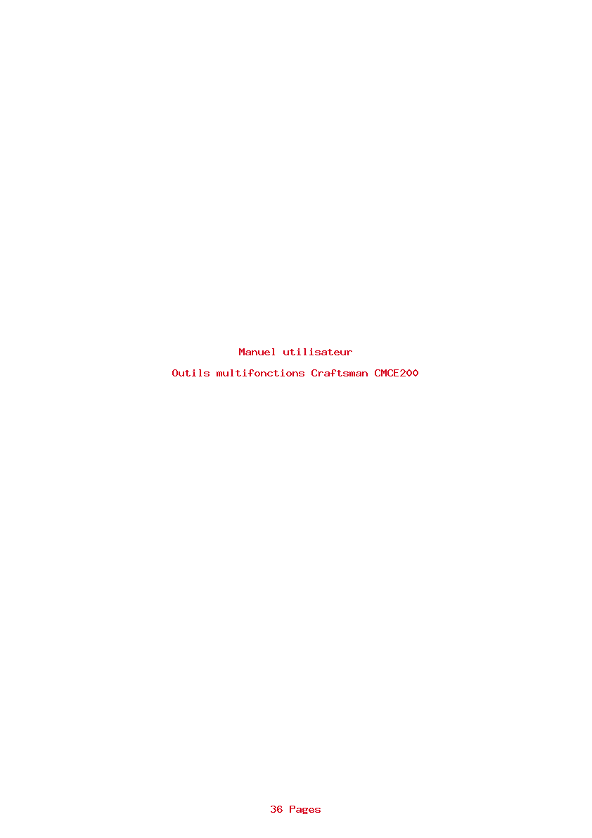 Page 1 de la notice Manuel utilisateur Craftsman CMCE200