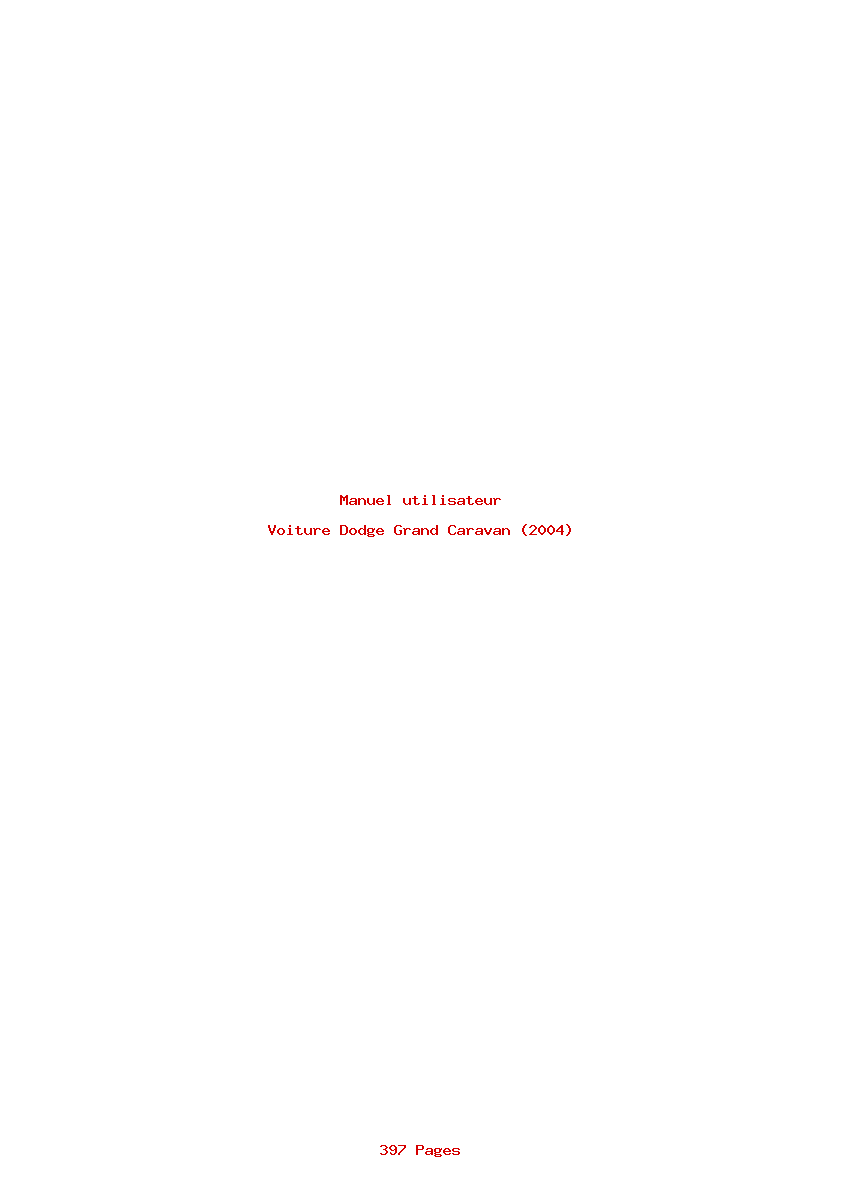 Page 1 de la notice Manuel utilisateur Dodge Grand Caravan (2004)