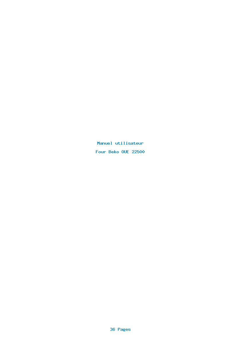 Page 1 de la notice Manuel utilisateur Beko OUE 22500