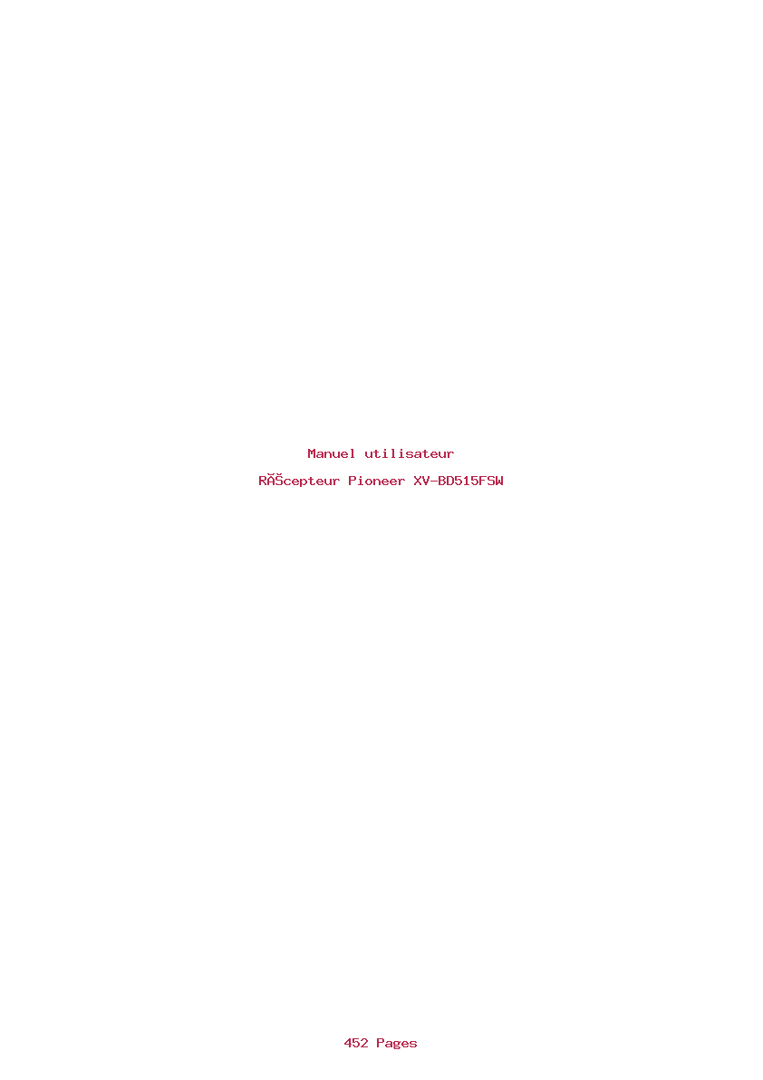 Page 1 de la notice Manuel utilisateur Pioneer XV-BD515FSW