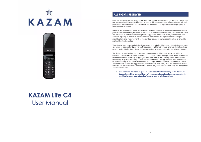 Page 1 de la notice Manuel utilisateur Kazam LIFE C4