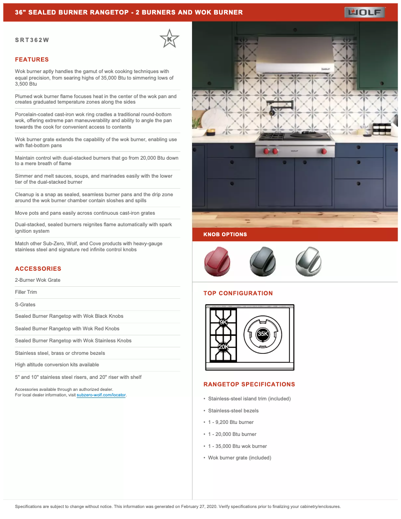 Page 1 de la notice Manuel utilisateur Wolf SRT362W-LP