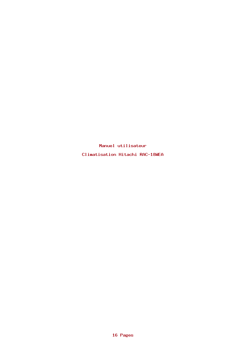 Page 1 de la notice Manuel utilisateur Hitachi RAC-18WEA