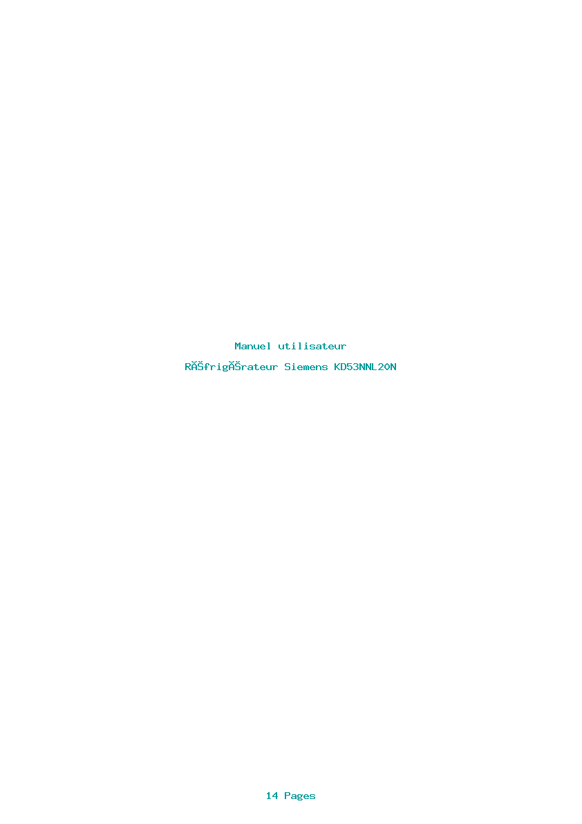 Page 1 de la notice Manuel utilisateur Siemens KD53NNL20N