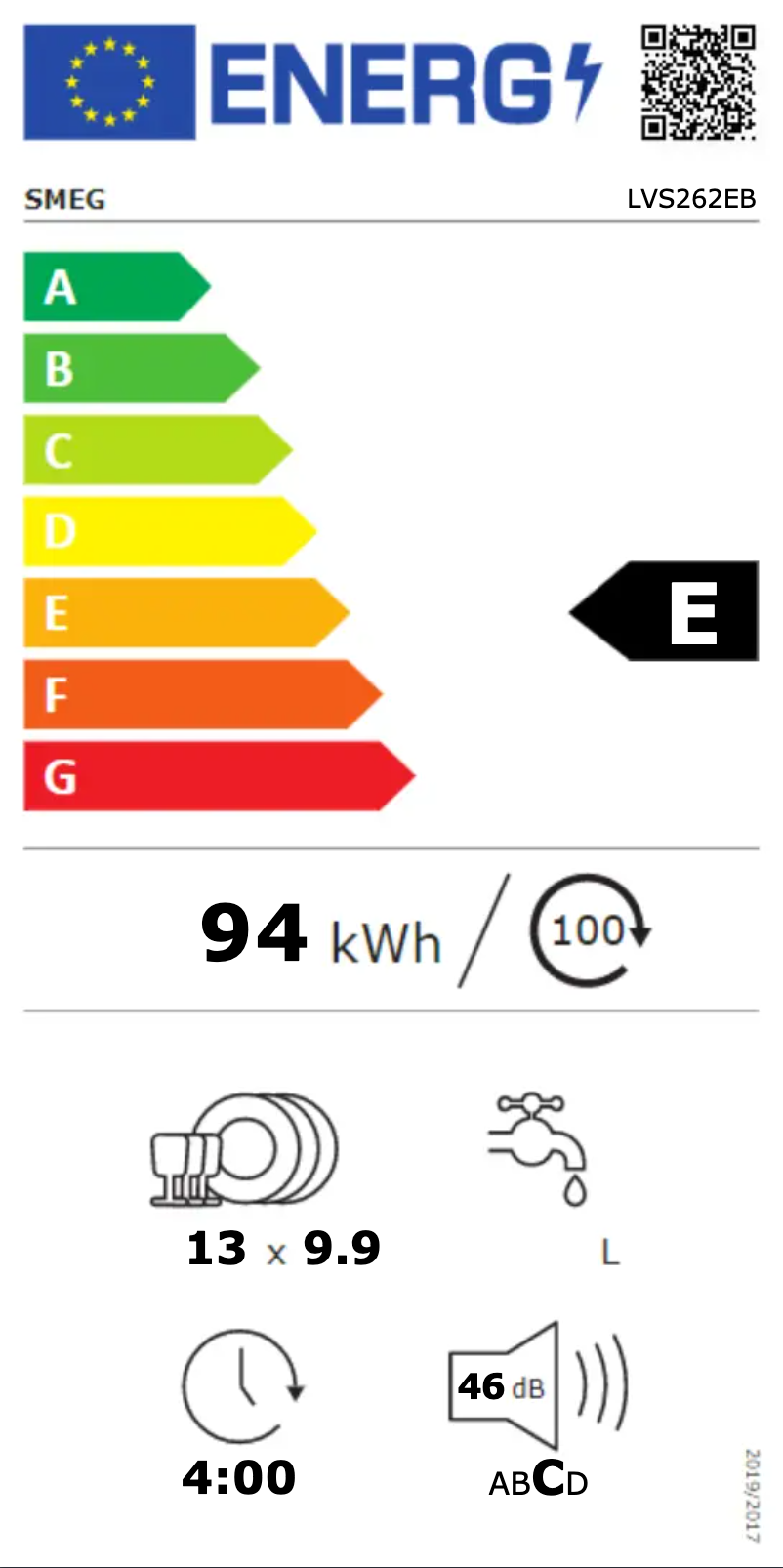 Página 1 del manual Etiqueta energética Smeg LVS262EB