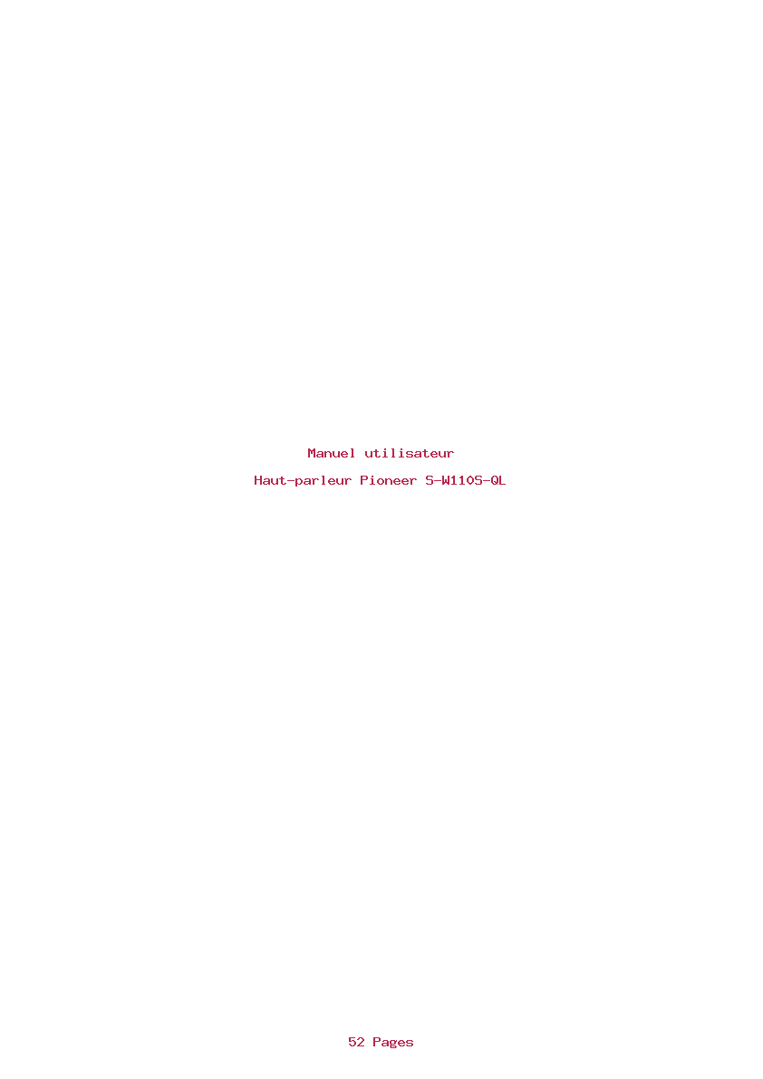 Page 1 de la notice Manuel utilisateur Pioneer S-W110S-QL