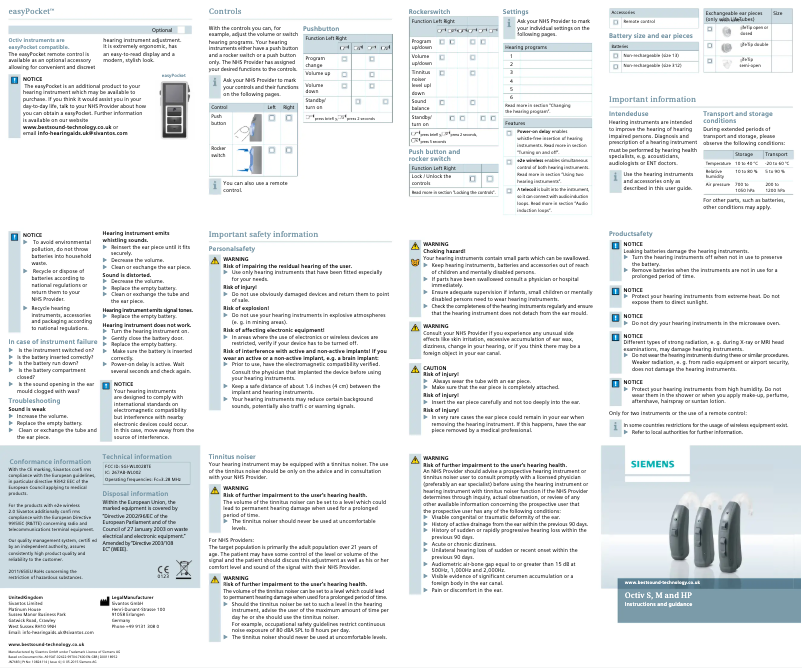 Page 1 de la notice Manuel utilisateur Siemens Octiv M