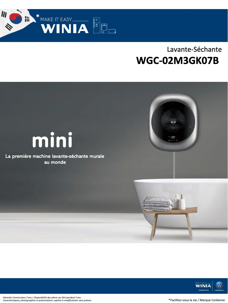 Página 1 del manual Ficha técnica Winia WGC-02M3GK07B