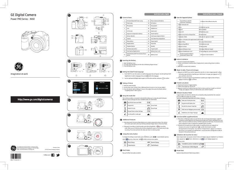 Page 1 de la notice Manuel utilisateur GE X450