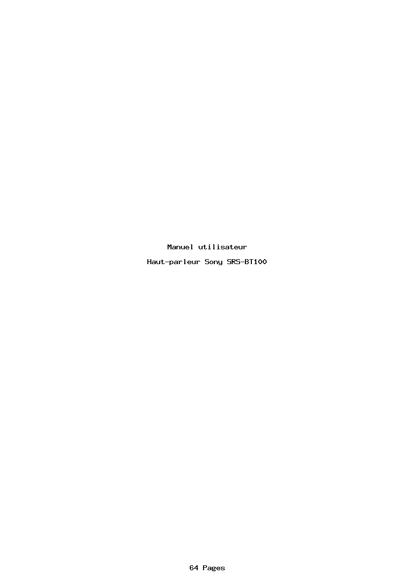 Page 1 de la notice Manuel utilisateur Sony SRS-BT100