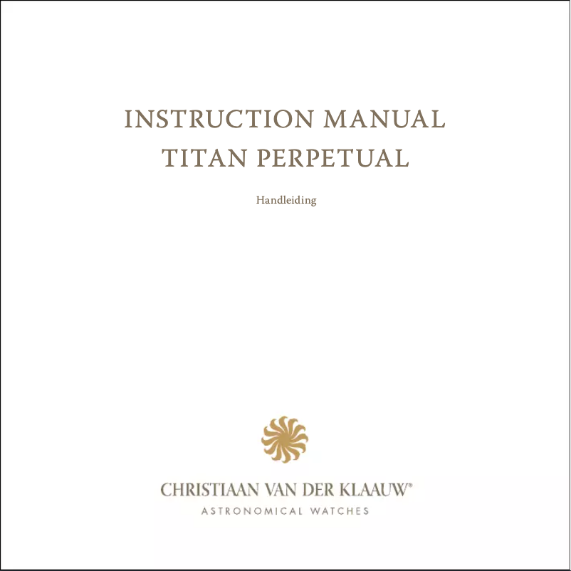 Page 1 de la notice Manuel utilisateur Christiaan van der Klaauw Titan Perpetual CKTT3324