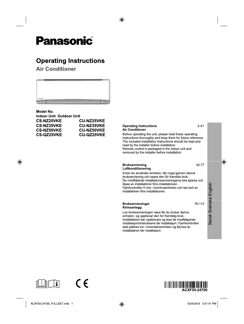 Página 1 del manual Manual de usuario Panasonic CS-NZ35VKE
