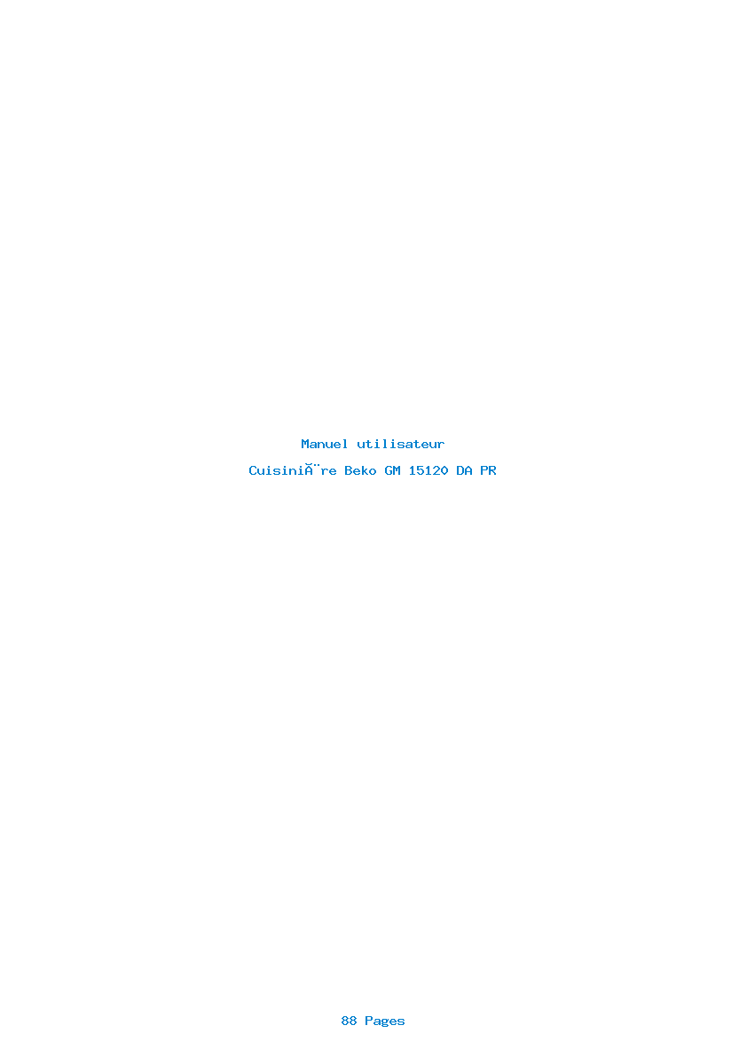 Page 1 de la notice Manuel utilisateur Beko GM 15120 DA PR